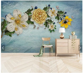 Özel çiçekli duvar kağıdı, basit takı çiçekler duvar oturma odası yatak odası kanepe TV arka plan ev dekor duvar kağıdı