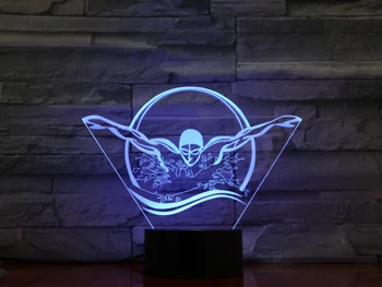 Yüzme Akrilik LED 3D Gece Lambası USB 7 Renk Uzaktan Kumanda İle 3D Lamba Yaratıcı Bebek Uyku Atmosfer Lambası En İyi Oyuncak Hediyeler