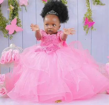 Kabarık Bebek Kız Elbise Nakış Boncuklu Dantel Katmanlı Tül Küçük Prenses doğum günü partisi elbisesi Noel Elbisesi