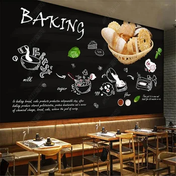 Yazı tahtası Elle Çizilmiş Ekmek Dükkanı Ekmek Kek Dükkanı Duvar Kağıtları Endüstriyel Dekorasyon Arka Plan duvar kağıdı Duvar Papel De Parede