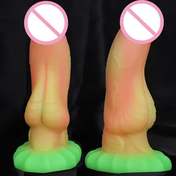 Yumuşak Aydınlık Dildos Anal Seks Oyuncakları Kadınlar İçin Erkekler Renkli Parlayan Yapay Penis Penis Büyük Ejderha Canavar Yapay Penis Butt Plug Seks Oyuncakları için