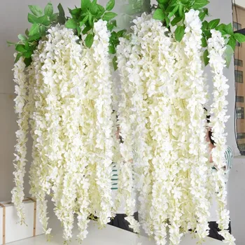 2.3 Metre Uzun ipek çiçek Wisteria bahçe çelengi Ev Düğün Dekorasyon Malzemeleri 6 Renk Mevcut ipek çiçek s