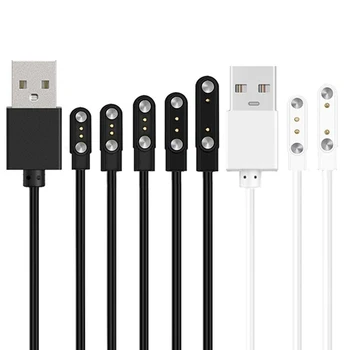 Evrensel 2 Pin Güçlü Manyetik şarj kablosu USB Şarj Hattı Kablosu Halat Siyah Beyaz Renk ile Uyumlu akıllı saatler 10 Türleri