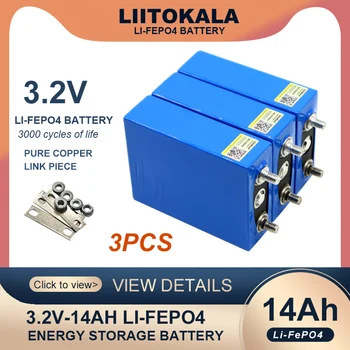 3 adet Liitokala 3.2 V 14Ah pil paketi LiFePO4 fosfat 14000mAh 4s 12V 24V Motosiklet Araba motor piller modifikasyonu