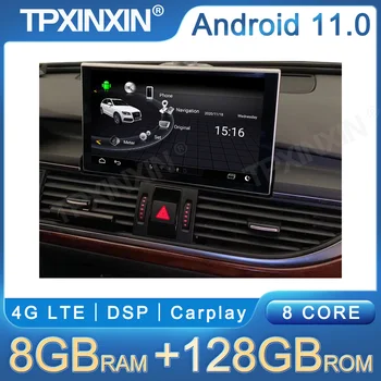 8 + 128GB Android 11 Araba Stereo Radyo Audi A6 2012-2018 Geri Çekilebilir Ekran GPS Video Multimedya Oynatıcı DSP WIFI 4G Carplay