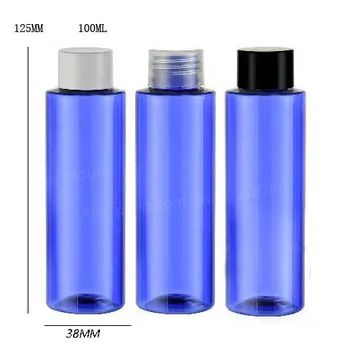 24x100 ml Silindirik DIY Kobalt Mavi Düz Omuz Plastik Losyon Şampuan ve Duş Jeli Şişe
