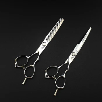 6.0 satış Gümüş Japon Saç Makas 440C Ucuz Kuaförlük Makas İnceltme Makasları Kuaför Tıraş Makinesi Saç Kesimi Japonya Boyutu