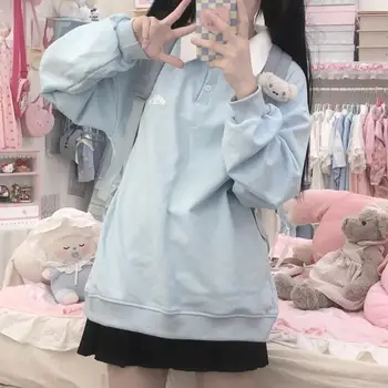 Yeni Kawaii Sevimli Sanrio Cinnamoroll Hoodie Uzun Kollu Polo Yaka İzin Hava Moda Trendi Kız noel hediyesi Kız Arkadaşı İçin