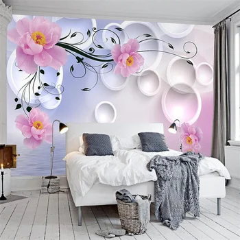 Fantezi Çiçek Duvar Kağıtları Oturma Odası Yatak Odası Duvarları için 3D Pembe Çiçekler Duvar Kağıtları Ev Dekor Papel De Parede 3d