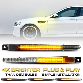 2 Adet Led Dinamik Amber Yan İşaretleyici Flaşör Çamurluk Dönüş sinyal gösterge ışıkları BMW 5 Serisi İçin F10 M5 S63N FV91 FV92 FV93 10-16