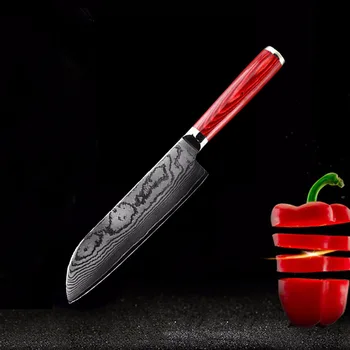 FINDKING yeni şam çelik renk ahşap saplı şam bıçak 7 inç şef bıçağı 67 katmanları şam çelik mutfak bıçağı