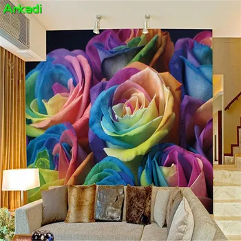 TV arka plan duvar kağıdı duvar kişilik yaratıcı duvar kağıdı duvar kağıdı yatak odası sıcak romantik Amerikan el-boyalı renkli güller
