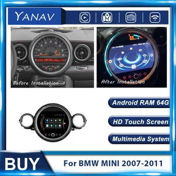 Android Araba Radyo Carplay GPS Navigasyon İle BMW MİNİ 2007-2011 İçin Otomatik 2 Din Stereo Alıcısı Multimedya MP3 Çalar Kafa Ünitesi
