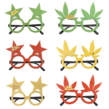 2023 Yeni Noel Gözlük Parti Malzemeleri Yetişkin Çocuk Noel Süslemeleri Yaprakları Yıldız Gözlük Çerçevesi
