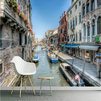 Özel Yapılmış Ev Geliştirme Dekor 3D Duvarlar için Duvar Kağıdı Venedik şehir binası TV Duvar Duvar Kağıtları Duvar Oturma Odası için