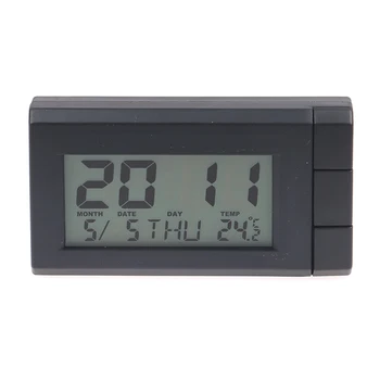 LEEPEE 2 in 1 Araba LCD dijital ekran Saat ve Sıcaklık Mavi Aydınlatmalı Otomatik İzle Termometre Araba Süsler Elektronik Saat
