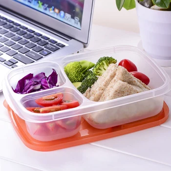 4 adet Plastik bento yemek kutusu yiyecek kutusu Çocuklar Meyve Aperatif Öğle Yemeği Kutusu Mutfak Gıda Saklama Kabı Kutusu 3 Bölmeli Sofra