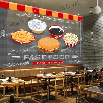 Özel Aperatif Burger Duvar Kağıdı Endüstriyel Dekor Duvar Restoran Snack Bar KTV Arka Plan Duvar Papel De Parede yapışkan kağıt