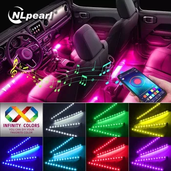 Işık Neon LED Şerit Ayak Araba İç Ortam USB ile Işık Uzak Müzik Oto Atmosfer NLpearl APP Kablosuz Dekoratif Lamba