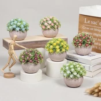 Simülasyon Bitkiler Kamelya Saksı Yeşil Yarım Daire Hamuru Havzası Bonsai yapay çiçekler Sahte Yapraklar Ev Oturma Odası Dekor İçin