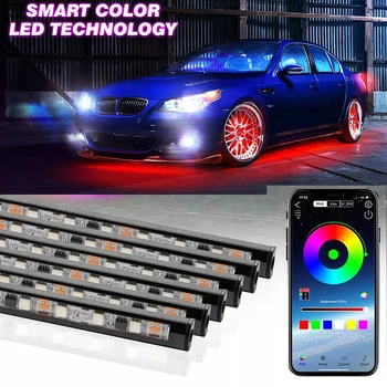 4 İn 1 Otomatik Underglow ışık şeridi rüya renk gövde altı Led ışıkları App kontrolü Rgb Neon dekoratif ortam lambası araba aksesuarları
