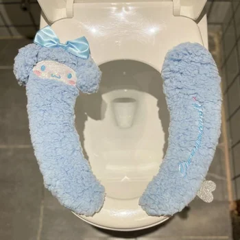 Hello Kitty Kawaii Sanrio Benim Melody Kuromi Cinnamoroll Tuvalet koltuk minderi Kış Peluş Sıcak Ev Tuvalet koltuk minderi