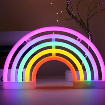 Gökkuşağı ışık Neon burcu gece lambası duvar asılı gökkuşağı Neon ışık ev dekorasyon için LED gökkuşağı lamba yılbaşı dekoru