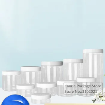 150 ~ 1000ML Beyaz Kapak Şeffaf kapak Temizle Boş Ambalaj PET Plastik Kavanoz Pot Konteyner Şişe