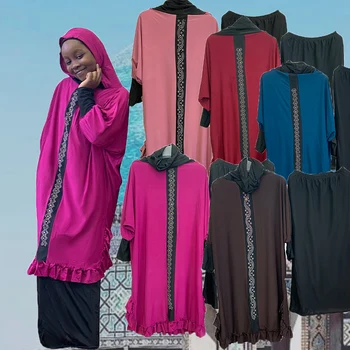 Elmas Müslüman Çocuk Abaya Setleri Başörtüsü Etek İslam Kız Giyim Namaz Konfeksiyon Ramazan Kıyafet Elbise Türkiye Afrika Hood