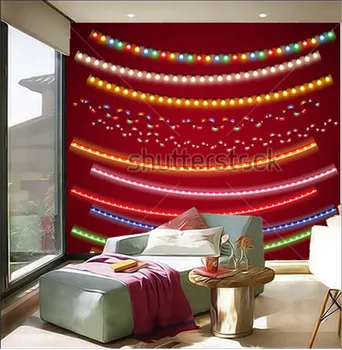 Özel 3D duvar resimleri,Noel Elektrikli Çelenk Seti Kutlama Tasarım duvar kağıdı, oturma odası kanepe TV duvar yatak odası duvar kağıdı