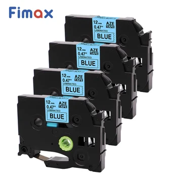 Fimax 4 Adet için Uyumlu Kardeş P dokunmatik etiket bant TZe531 TZ 531 12mm Siyah Mavi Tze Etiket Makinesi Brother Etiket Yazıcı