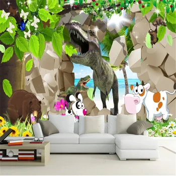 3D Dinozor Duvar Kağıdı Oturma Odası İçin Büyük Ağaç Manzara Güzel çocuk odası Duvar Arka Plan duvar kağıdı Ev Dekor