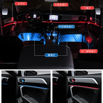 30 Renk Ortam Işığı Seti VW Golf 7 İçin Golf 7.5 2014-2020 Düğme Kontrolü Dekoratif Ortam ışığı LED atmosfer ışığı Şerit