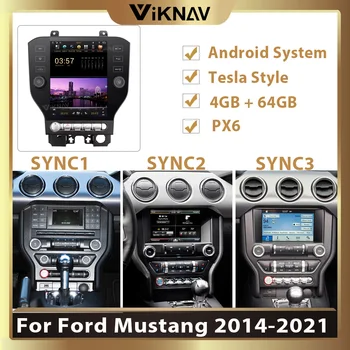 Android Radyo FORD Mustang 2014 -2021 İçin Tesla tarzı Araba GPS Navigasyon Multimedya radyo Çalar CARPLAY Otomatik Stereo 64GB