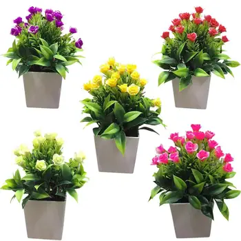 Ev için yapay Çiçek Narin Çevre Plastik Mini Sahte Saksı Bitkileri