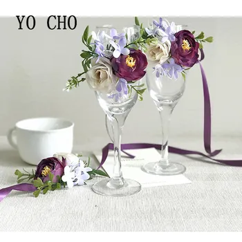 Yo Cho Düğün Centerpieces Nedime Kardeş Sağdıç El Yapımı Ilik Mor Mizaç Korsaj Bilek Çiçek Parti