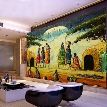 Özel 3D Duvar Afrika Tarzı Soyut Sanat Yağlıboya Fotoğraf duvar kağıdı Oturma Odası TV Kanepe Yatak Odası Ev Dekor Yaratıcı Fresk