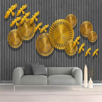 Dekoratif duvar kağıdı 3D altın folyo modern stereoskopik katmanlı arka plan duvar tablosu