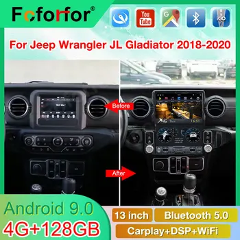 128GB Android 11.0 Jeep Wrangler JL 2018-2021 Araba Multimedya Oynatıcı GPS Navigasyon Oto Ses Radyo Stereo Kafa Ünitesi CarPlay