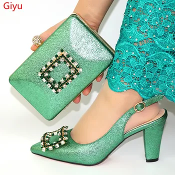 doershow Yeni Varış Afrika Düğün ıyi Ayakkabı ve çanta seti yeşil İtalyan Ayakkabı Eşleşen Çanta ıle Nijeryalı Kadın parti!HYT1-4
