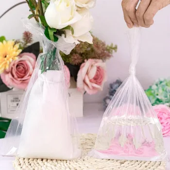 100 adet Çiçek Koruma Su Torbası Şeffaf Plastik Buket Taze Çiçek Tutmak Kök Bakım Malzemesi