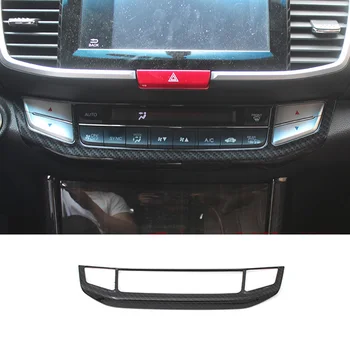 Honda Accord 13-17 için Karbon Fiber Renk Araba Ön Merkezi Kontrol AC Anahtarı Çerçeve Süslemeleri Kapak Trim Araba İç Aksesuarları