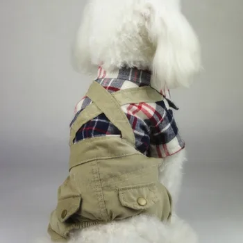 Yeni Köpek Giysileri Küçük Köpekler İçin Büyük Boy Pet Giyim Ekose Gömlek Pazen Tulum Pantolon Tulum Ceket Köpek Kostüm