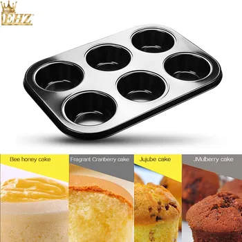 EHZ Premium Yapışmaz Bakeware 6 Bardak muffin kalıbı Karbon Çelik DIY Kek fırın tepsisi Ağır Kolay Bırakma Yumurta Tart Tepsi Araçları