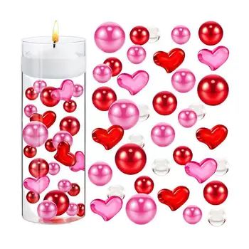 Sevgililer Günü Yüzen İnciler Kırmızı Şeker Dıy El Sanatları İnci Boncuk Süs Sevgililer Günü Düğün Parti Masa Ev Dekor R2g2