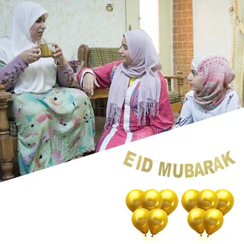 Balon Kiti Eid Eid Mubarak Süslemeleri Altın Balonlar Eid Mubarak Balonlar Ramazan Doğum Günü Düğün Parti Malzemeleri