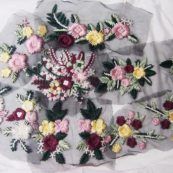 LASUI 1 çift = 1 grup Renkli pamuk ipliği nakış çiçekler dantel aplike dıy çiçek elbise etek geri yama decoration0243