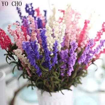 YO CHO Yapay Lavanta sahte buket çiçekler Sprey Kaynaklanıyor Güzel Tasarım 43 cm Ev Düğün Mariage Parti otel Dekor flore