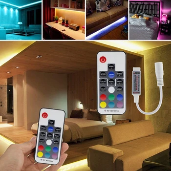 RGB LED şerit lamba Denetleyici RF Kablosuz Uzaktan Kumanda RGB LED Şerit Denetleyici DC5-24V Ev Yatak Odası Oturma Odası için