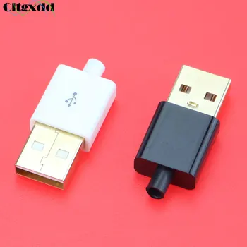Cltgxdd 1 ADET DIY Altın Kaplama USB Erkek Konnektör 2.0 Fiş 4 Pin Tip A Bileşenleri Beyaz Siyah Plastik Kapak